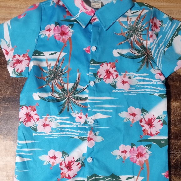 Tropical Floral Kids Button Down Shirt - Picture 1 of 6